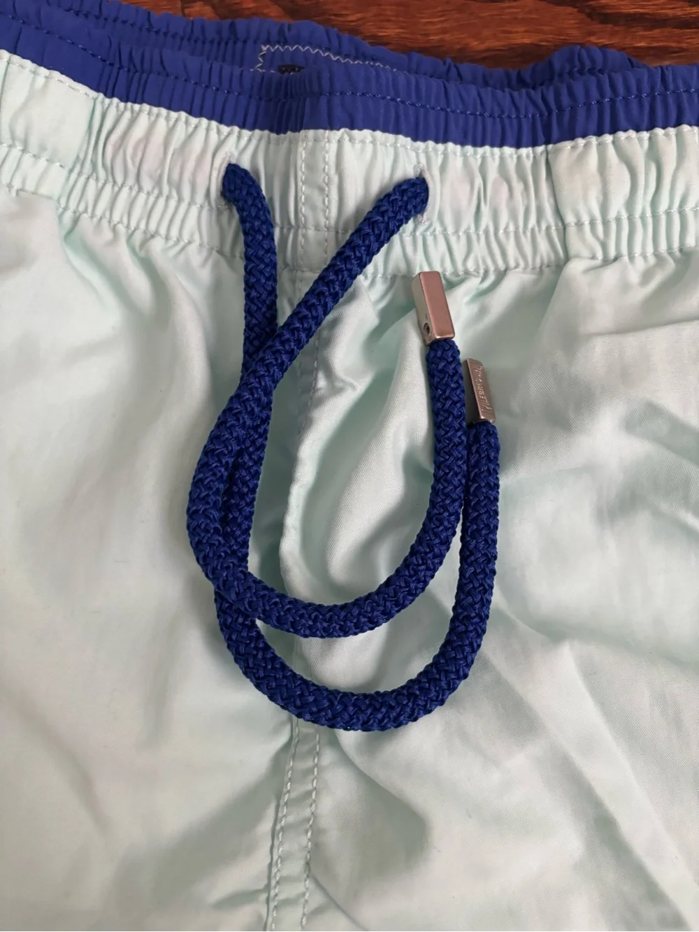 Vilebrequin Men's Mint Swim Trunks with Navy Trim Size Medium